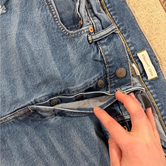 American Eagle Outfitters Light Blue Straight Crop Leg Jeans - Picture 4 of 5